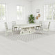 Rox Dining Table, Classic Carved Pedestal, White and Gold, 107 Inch