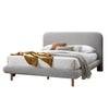 Damazy Queen Bed Curved Edges Gray Boucle Upholstery Brown Wood BM327607