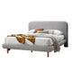Damazy Queen Bed Curved Edges Gray Boucle Upholstery Brown Wood BM327607