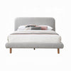 Damazy Queen Bed Curved Edges Gray Boucle Upholstery Brown Wood BM327607