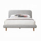 Damazy Queen Bed Curved Edges Gray Boucle Upholstery Brown Wood BM327607