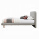 Damazy Queen Bed Curved Edges Gray Boucle Upholstery Brown Wood BM327607