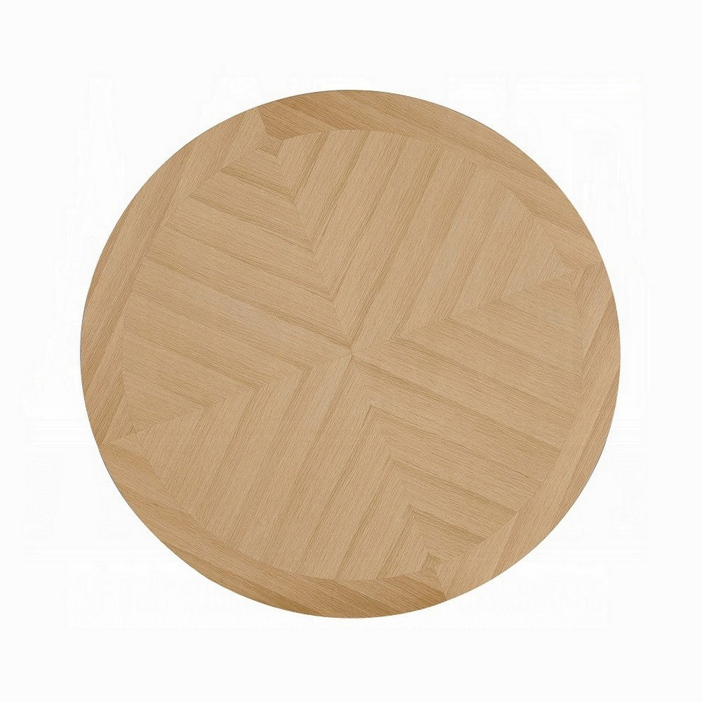 Semi Dining Table, 54 Inch Round Top, Cross Base, Oak Brown Finish