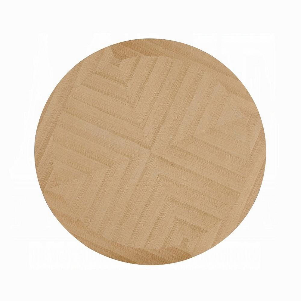 Semi Dining Table 54 Inch Round Top Cross Base Oak Brown Finish BM327609