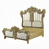 Trump King Size Bed, Beige Upholstery, Vintage Gold Opulent Carving