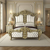 Trump King Size Bed Beige Upholstery Vintage Gold Opulent Carving BM327610