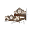 Vany King Bed Scrolled Carved Headboard Ivory Upholstery Cherry