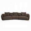 Geny Modular Sofa, 7 Pillows, Curved, Brown Boucle Fabric, 145 Inch