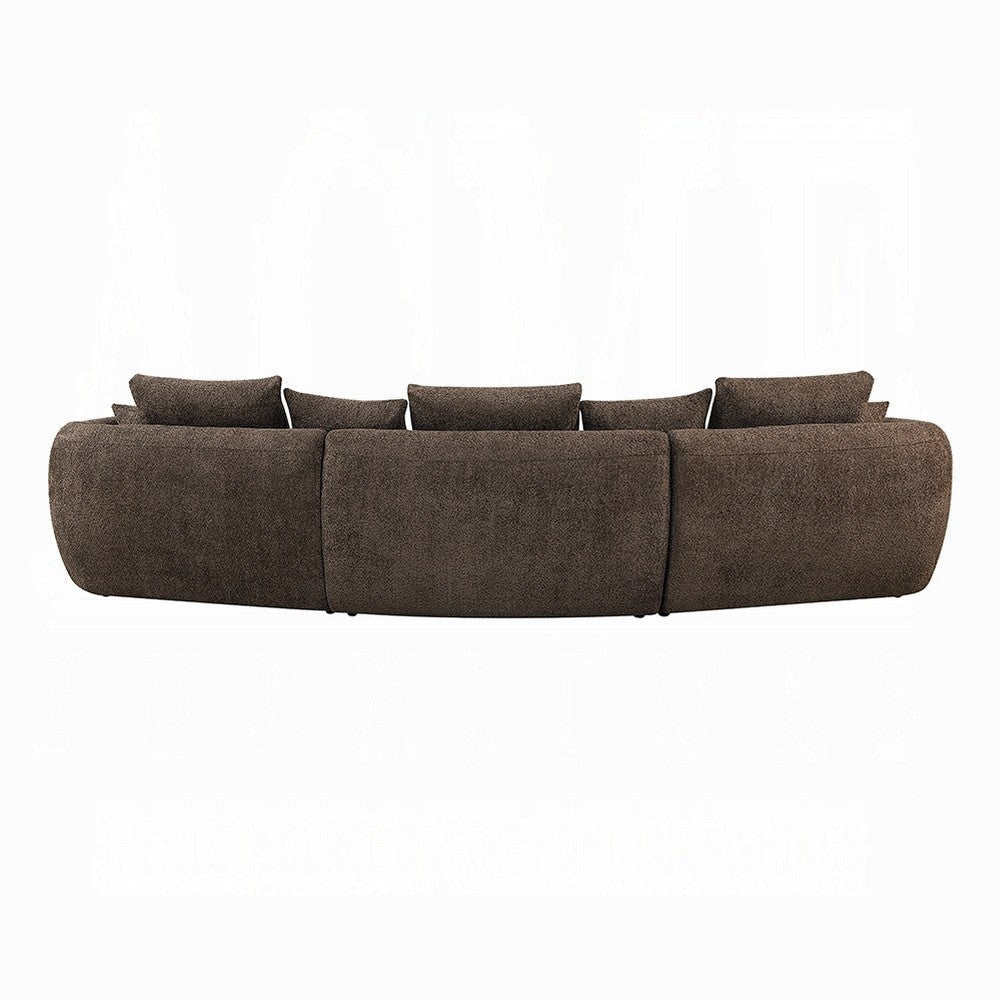 Geny Modular Sofa 7 Pillows Curved Brown Boucle Fabric 145 Inch BM327618