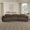 Geny Modular Sofa, 7 Pillows, Curved, Brown Boucle Fabric, 145 Inch