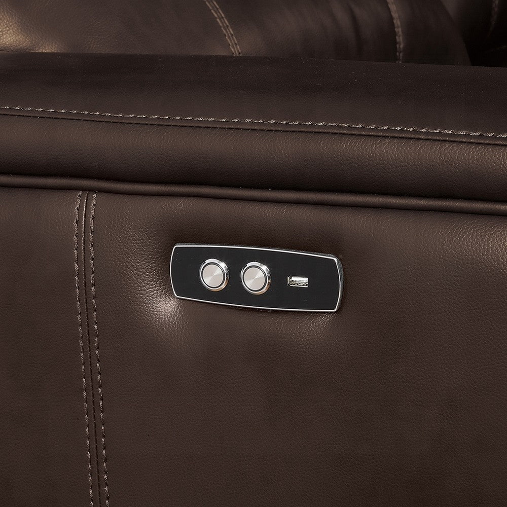 Saley Power Motion Sectional Sofa Dark Brown Faux Leather 133 Inch BM327619