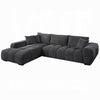 Sena L Sectional Sofa, 3 Accent Pillows, Gray Linen Fabric, 121 Inch