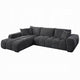 Sena L Sectional Sofa, 3 Accent Pillows, Gray Linen Fabric, 121 Inch