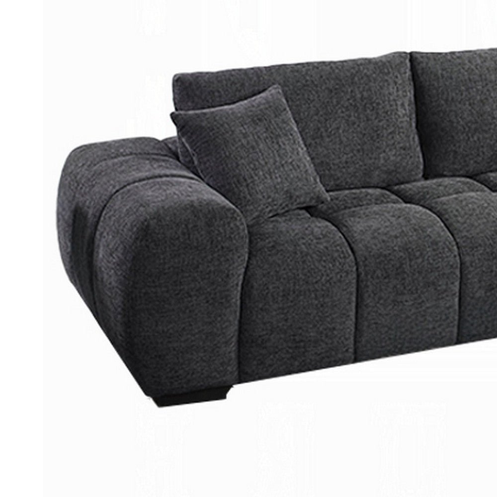 Sena L Sectional Sofa 3 Accent Pillows Gray Linen Fabric 121 Inch BM327620