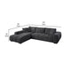 Sena L Sectional Sofa 3 Accent Pillows Gray Linen Fabric 121 Inch BM327620