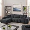 Sena L Sectional Sofa, 3 Accent Pillows, Gray Linen Fabric, 121 Inch