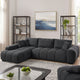 Sena L Sectional Sofa, 3 Accent Pillows, Gray Linen Fabric, 121 Inch