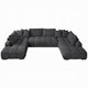 Cloe U Sectional Sofa, 3 Accent Pillows, Gray Linen Fabric, 149 Inch