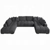 Cloe U Sectional Sofa 3 Accent Pillows Gray Linen Fabric 149 Inch BM327621