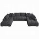 Cloe U Sectional Sofa 3 Accent Pillows Gray Linen Fabric 149 Inch BM327621