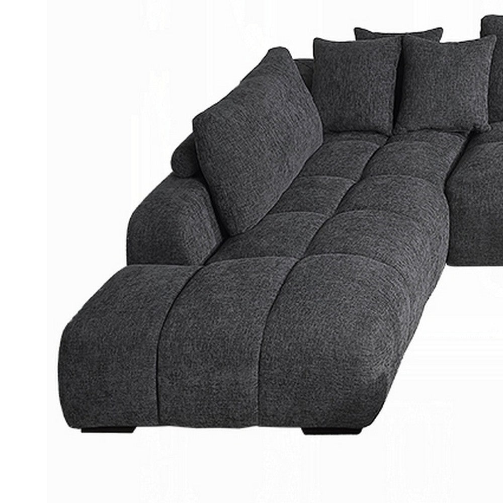 Cloe U Sectional Sofa 3 Accent Pillows Gray Linen Fabric 149 Inch BM327621