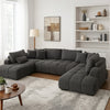 Cloe U Sectional Sofa, 3 Accent Pillows, Gray Linen Fabric, 149 Inch