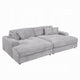 Liny 2pc Sectional Sofa Daybed Set, 4 Throw Pillows, Light Gray Velvet