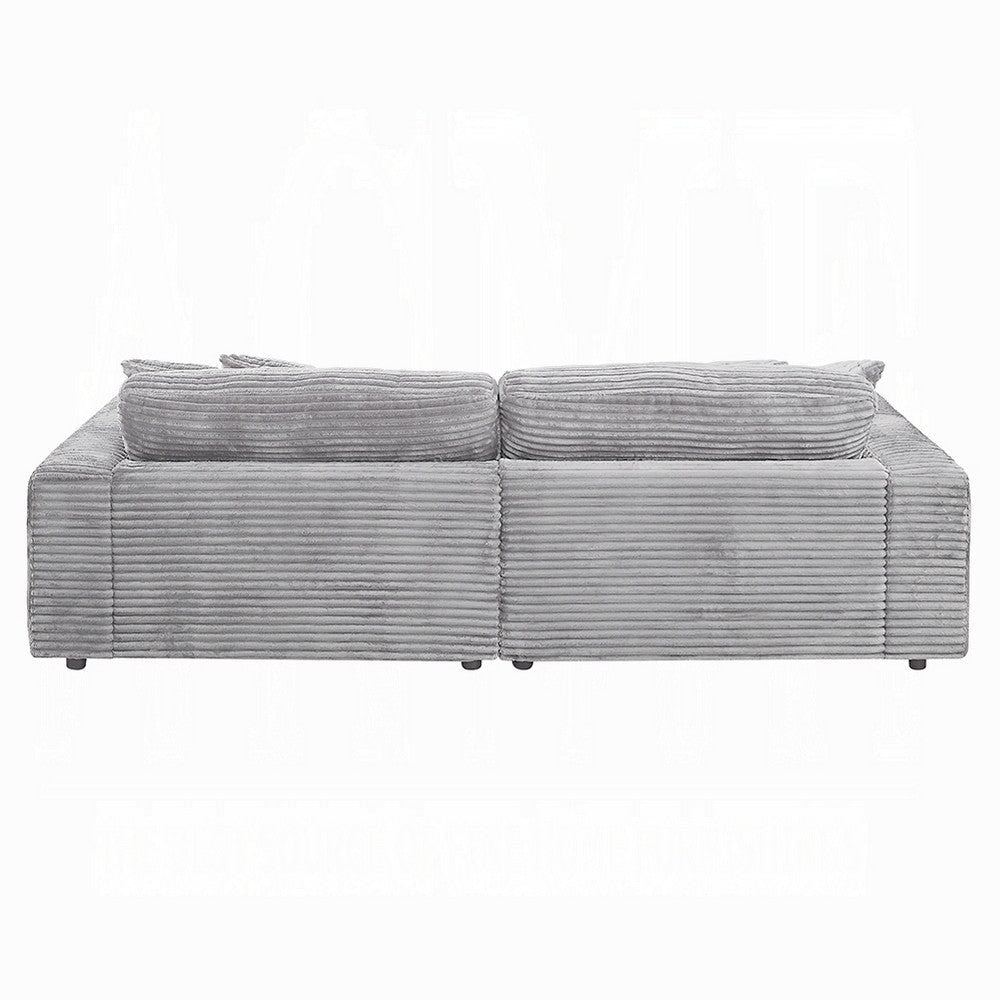 Liny 2pc Sectional Sofa Daybed Set 4 Throw Pillows Light Gray Velvet BM327622