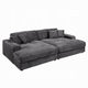 Liny 2pc Sectional Sofa Daybed Set, 4 Throw Pillows, Dark Gray Velvet