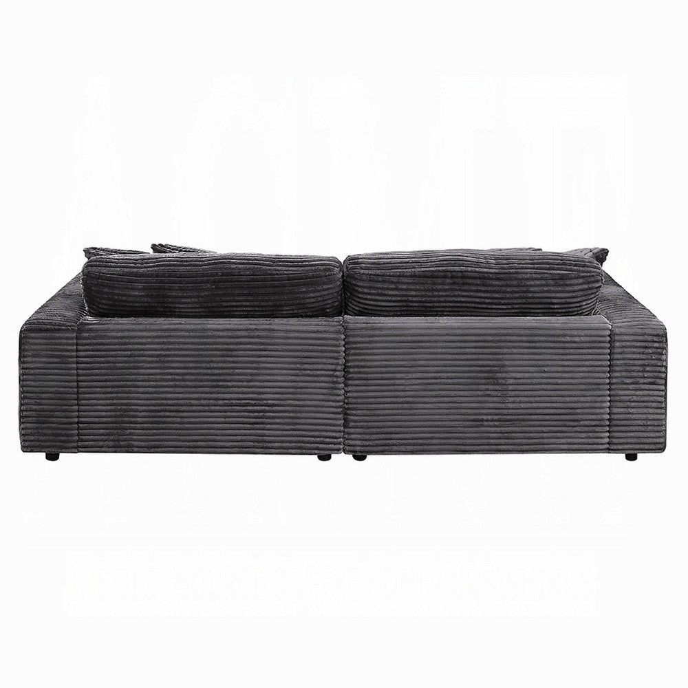 Liny 2pc Sectional Sofa Daybed Set 4 Throw Pillows Dark Gray Velvet BM327623