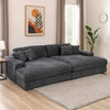 Liny 2pc Sectional Sofa Daybed Set, 4 Throw Pillows, Dark Gray Velvet