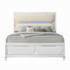 Rara Queen Size Bed 2 Storage Drawers LED White Boucle Upholstery