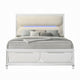 Rara Queen Size Bed 2 Storage Drawers LED White Boucle Upholstery