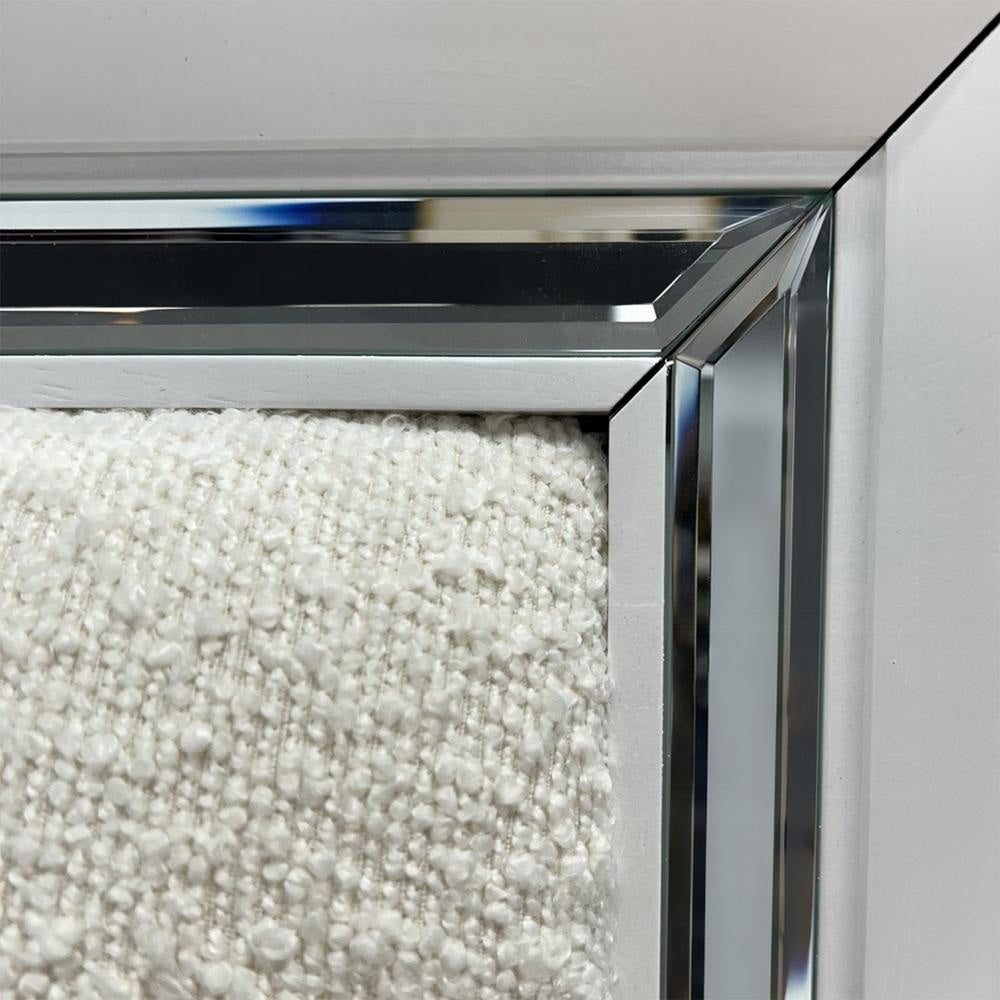 Rara Queen Size Bed 2 Storage Drawers LED White Boucle Upholstery