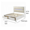 Rara Queen Size Bed 2 Storage Drawers LED White Boucle Upholstery