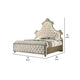 Willa King Size Bed LED Lights Beige Velvet Upholstery Brown Wood