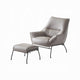 Abela 2pc Set Accent Chair and Ottoman Light Gray Top Grain Leather BM327632