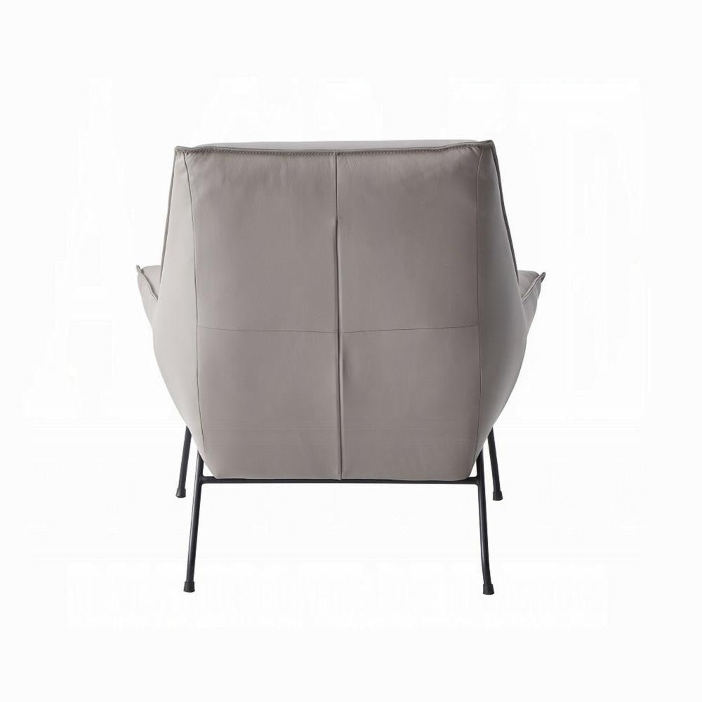 Abela 2pc Set Accent Chair and Ottoman Light Gray Top Grain Leather BM327632