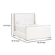 Kalon Queen Bed Wingback Brown Solid Oak Soft Pearl White Upholstery