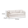 95 Inch Slope Arm Sofa 4 Throw Pillows Smooth Texture Bisque White BM327642