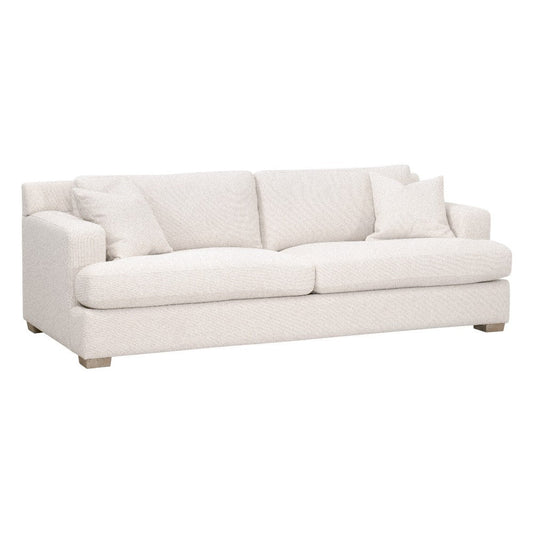 Dev Sofa, 92 Inch, 2 Square Throw Pillows, Smooth Texture Snow White
