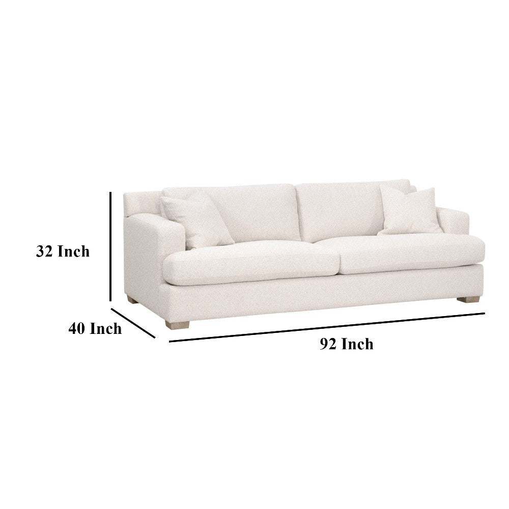 Dev Sofa 92 Inch 2 Square Throw Pillows Smooth Texture Snow White BM327643