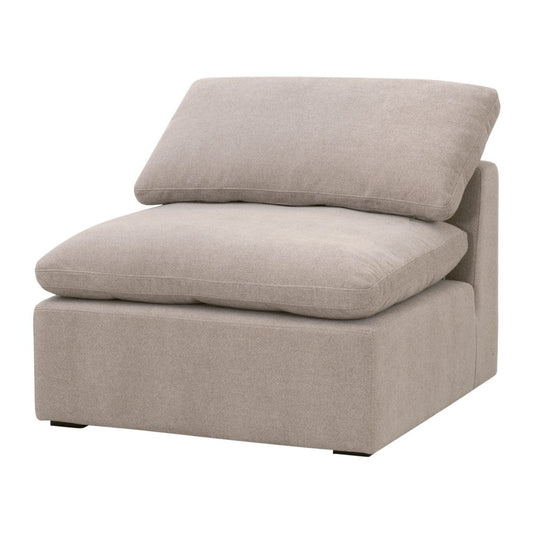 Lyra Modular Armless Chair, Smooth Texture Gray Boucle, Solid Wood