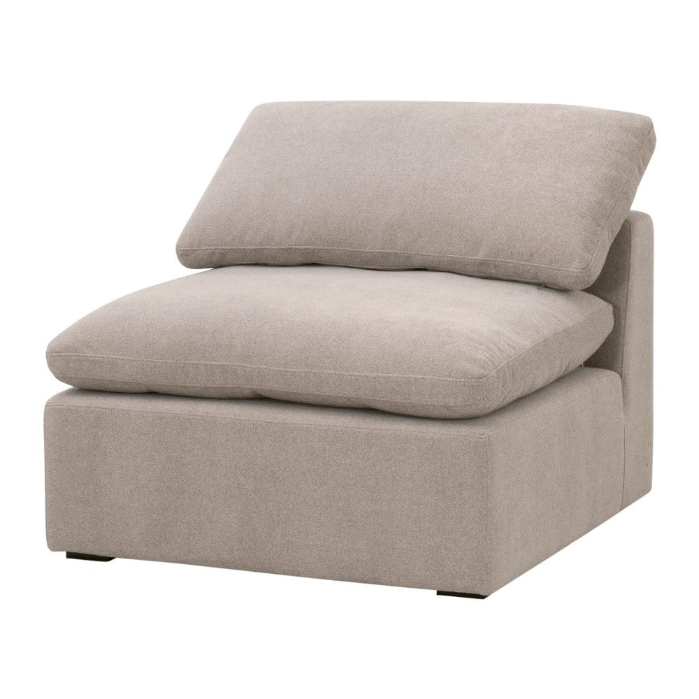Lyra Modular Armless Chair, Smooth Texture Gray Boucle, Solid Wood