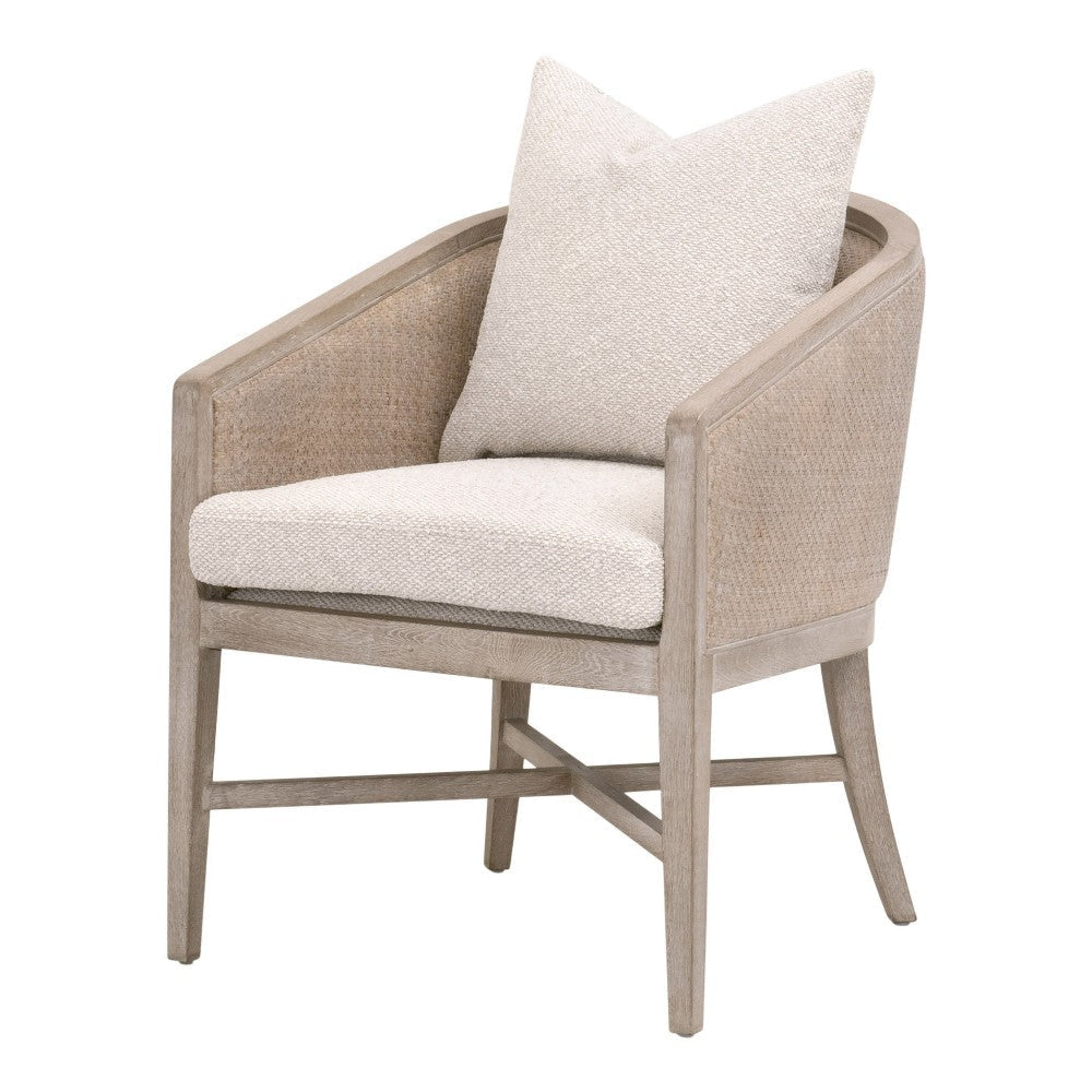 Niya Accent Armchair, Smooth Textured Design, Oak Wood, White Cushion