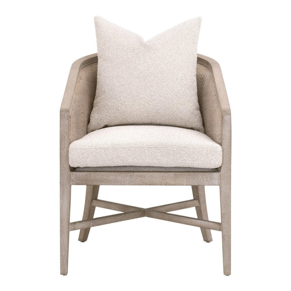 Niya Accent Armchair Smooth Textured Design Oak Wood White Cushion BM327648