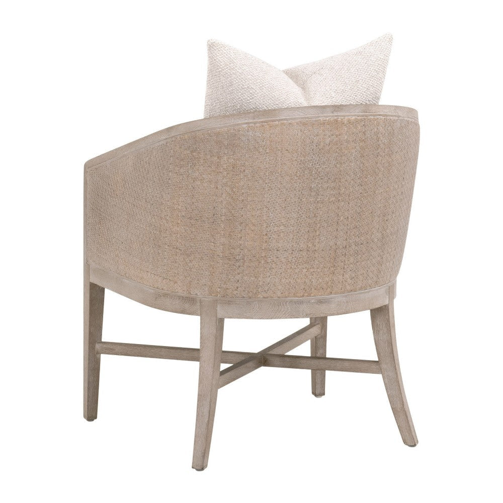 Niya Accent Armchair Smooth Textured Design Oak Wood White Cushion BM327648