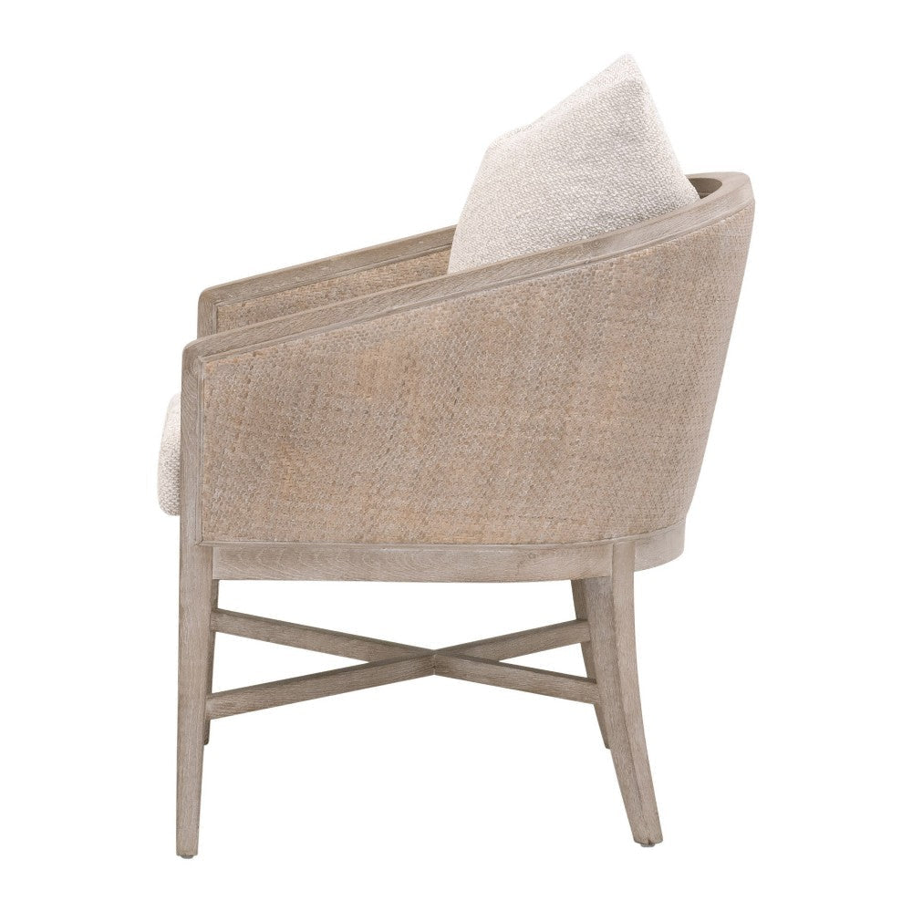 Niya Accent Armchair Smooth Textured Design Oak Wood White Cushion BM327648