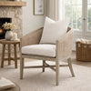 Niya Accent Armchair, Smooth Textured Design, Oak Wood, White Cushion