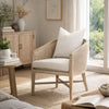 Niya Accent Armchair, Smooth Textured Design, Oak Wood, White Cushion